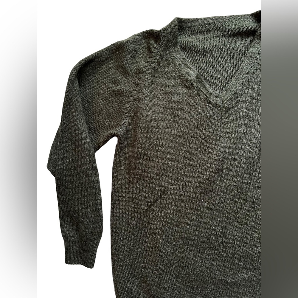 Pachamama 70% Alpaca Green Cable Knit Cardigan Fit Like Medium Sweater V Neck - Picture 3 of 13